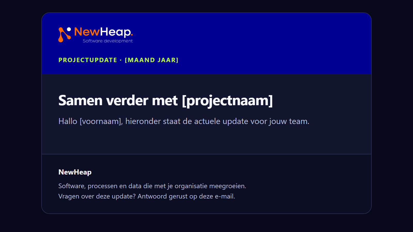 Preview van de NewHeap e-mailtemplate